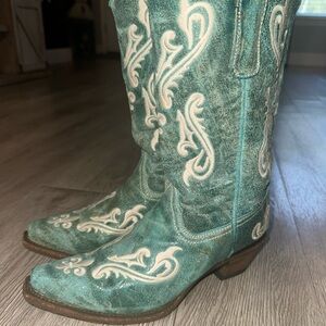 Corral Cortez Turquoise Blue Snip Toe Cowboy Western Boots Sz 8.5 M